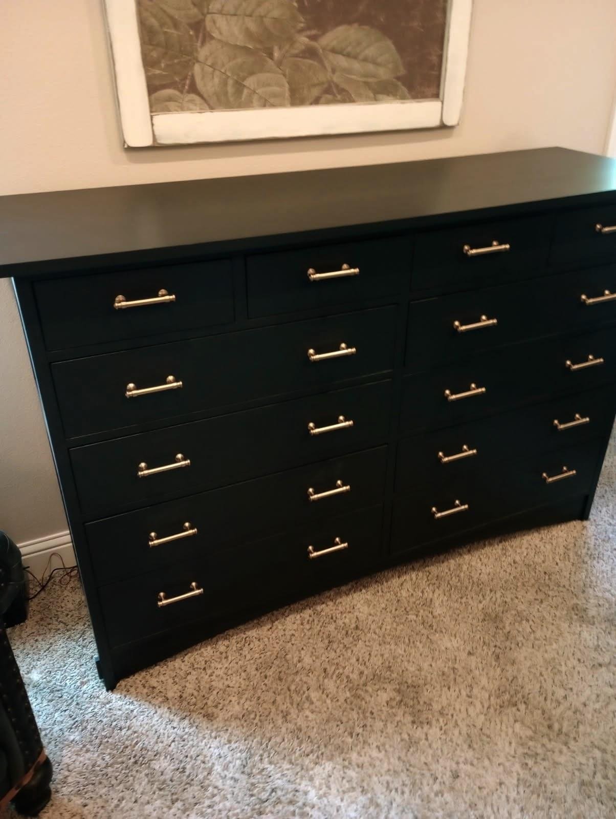 Dresser refinished in a fresh painted color with restored hardware